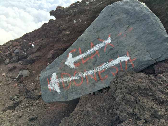 インドネシア人の犯行か　富士山の巨石に落書き　イ国内でも波紋