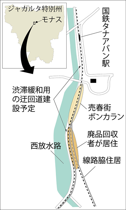 【ジャカルタ・フォーカス】　「線路横の売春」歴史の終わり　中央ジャカルタ・タナアバン