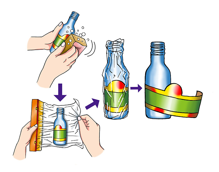 瓶のシール剥がし