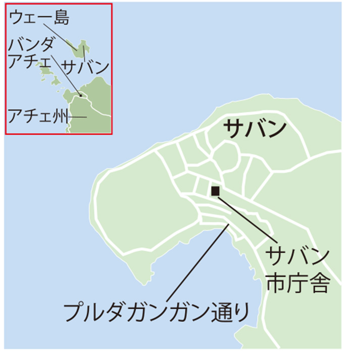 【アチェ州サバン】（上）　市場写した市川写真館