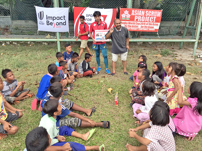 ラグビー通し減災教育　子どもら１７０人参加　ジャカルタ、西ジャワ州で