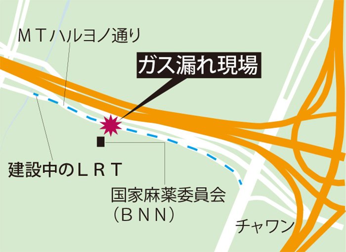ＬＲＴ建設現場で　天然ガスが漏出　東ジャカルタ