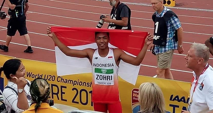 U―20世界陸上選手権で優勝したラル・ムハンマド・ゾフリ=アジア大会組織委員会提供