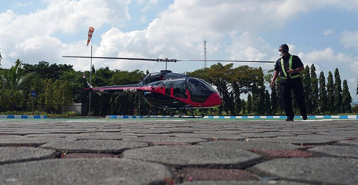 ▼ヘリで空港へひとっ飛び