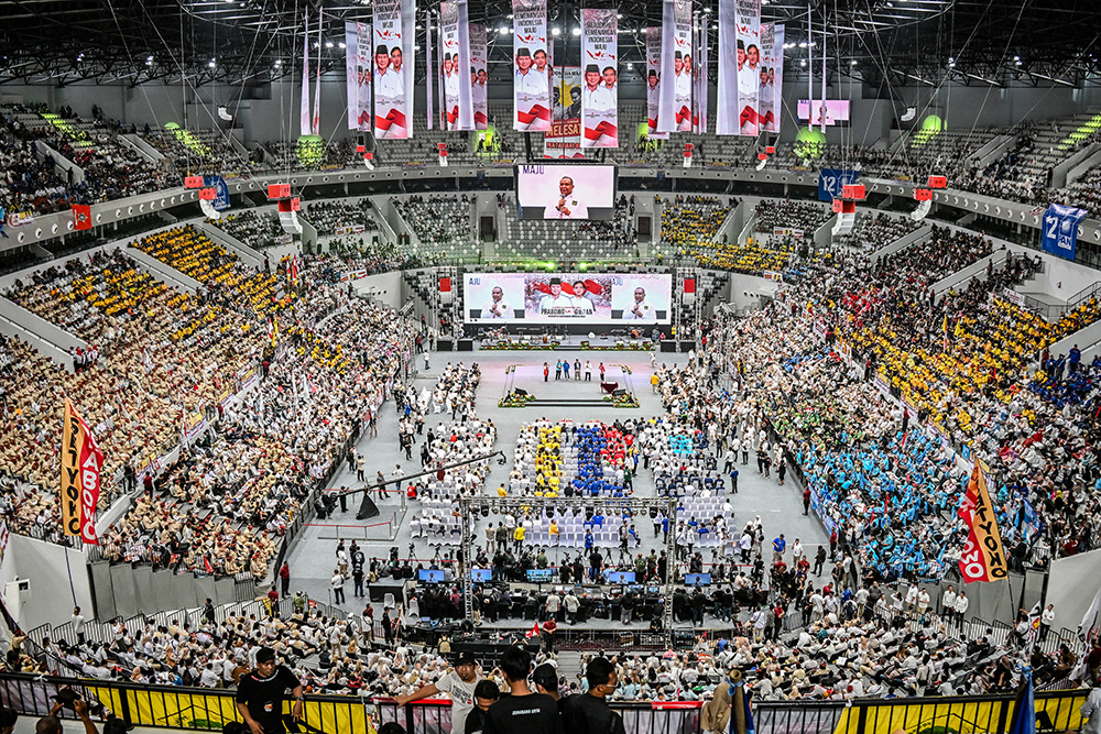 開催規模では他候補圧倒　ＧＢＫ・アリーナ　プラボウォ陣営の決起集会